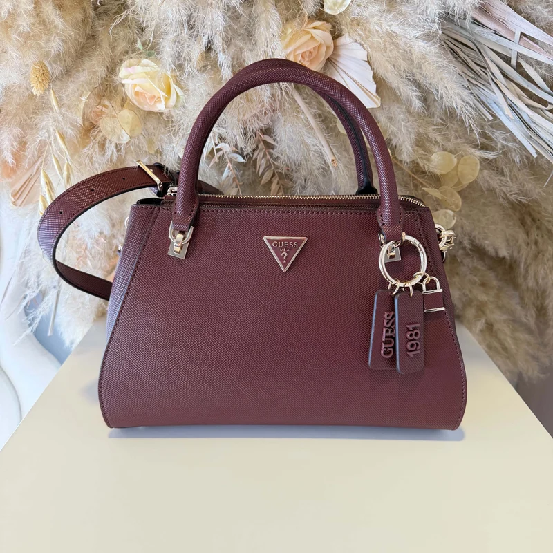 GUESS NOELLE II LUXURY SATCHEL BAG ZG967207 - BURGUNDY