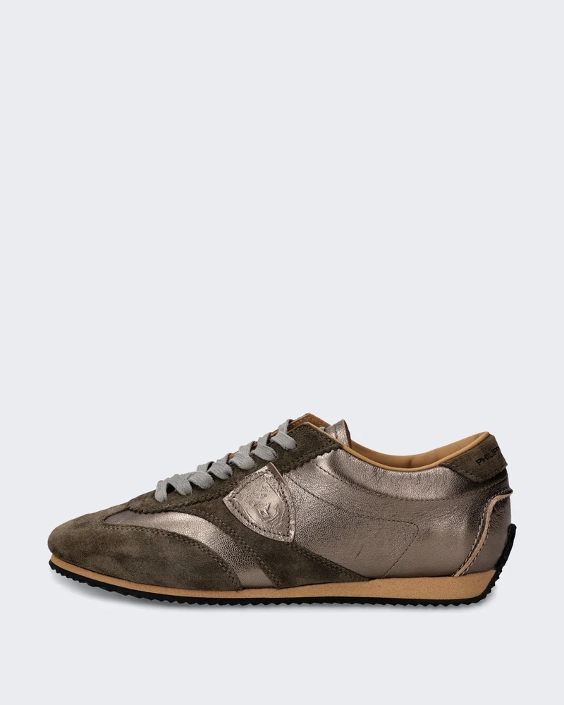 Dames Lage sneaker met veters Kaki