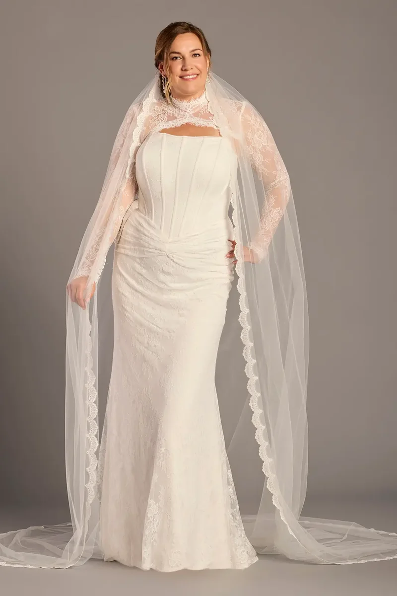 Scalloped Sequin Lace Cathedral Wedding Veil