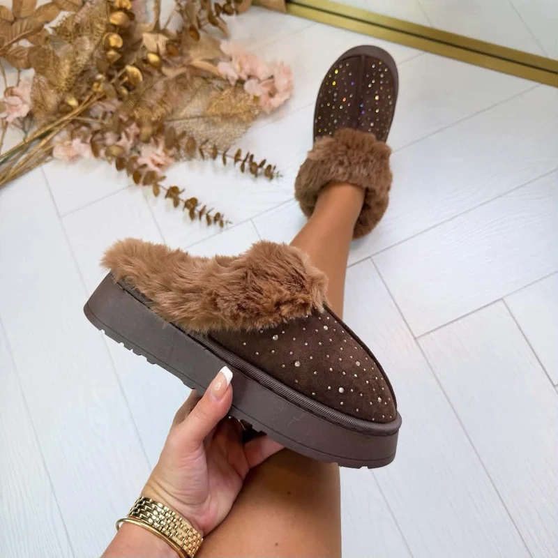 GLITTER PANTOFFEL X28-PL - BROWN