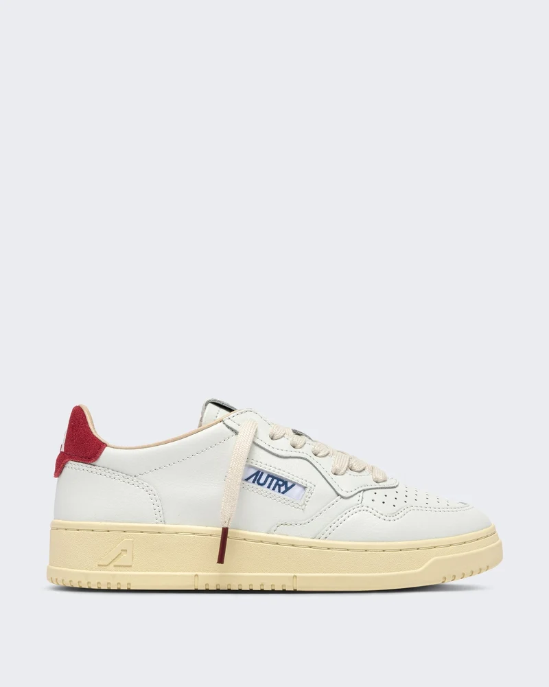 Dames Medalist Low sneakers leer suède logo Wit