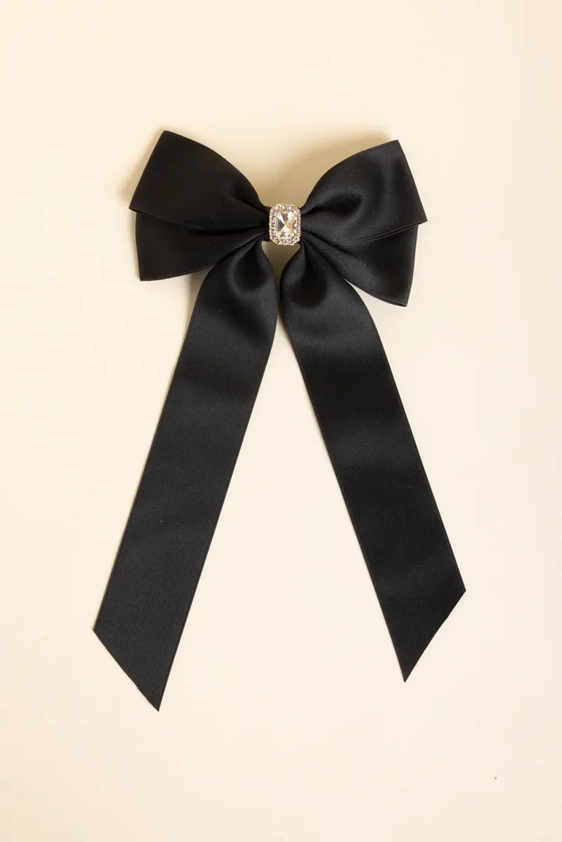 Ornate Crystal Bow Barrette
