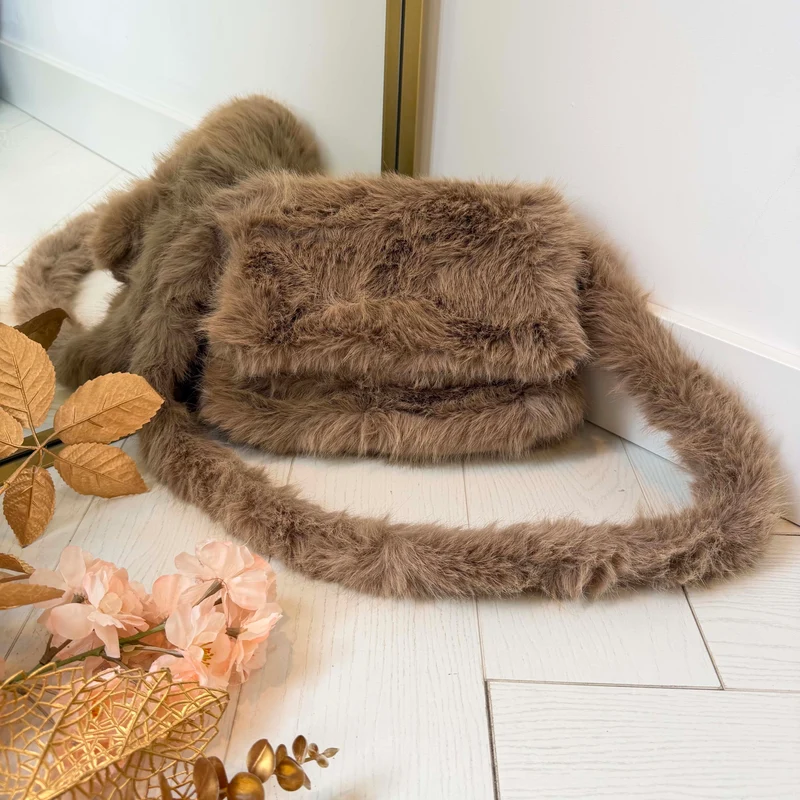 FLAP FAKE FUR BAG H3258 - KHAKI