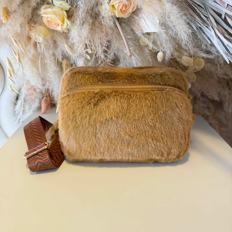 FAKE FUR BAG H3579 - BROWN