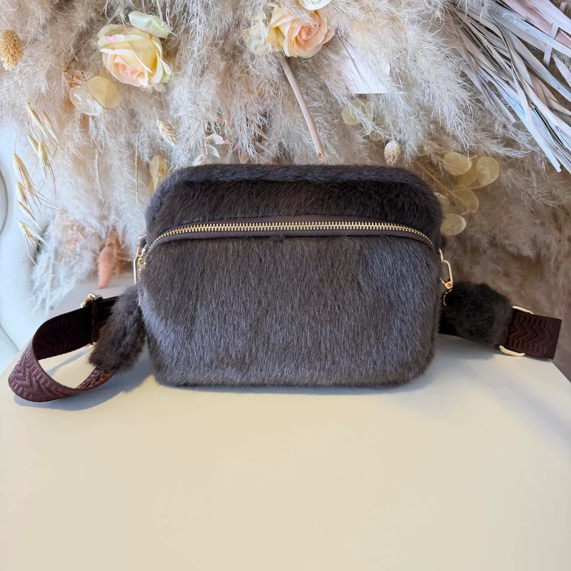 FAKE FUR BAG H3579 - COFFEE