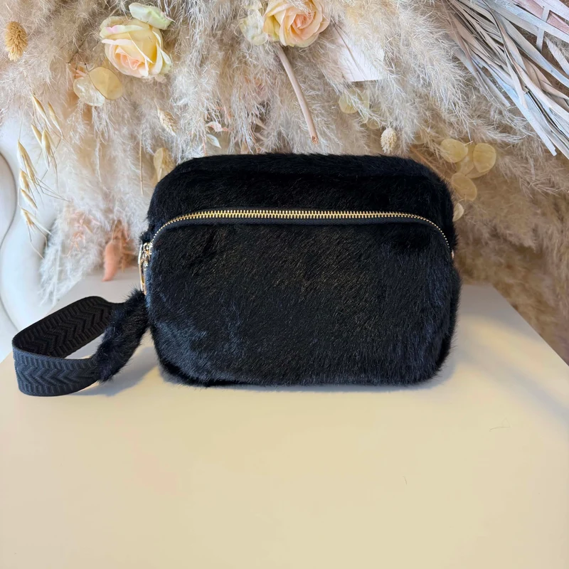 FAKE FUR BAG H3579 - BLACK