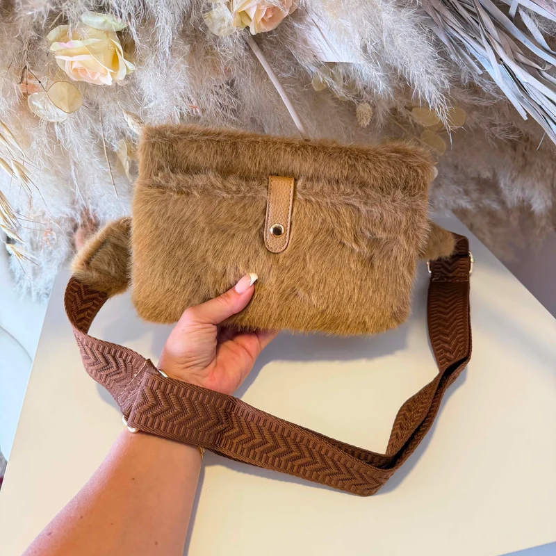 FLAT FLUFFY BAG H3229 - BROWN