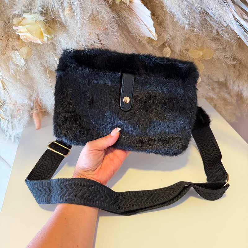 FLAT FLUFFY BAG H3229 - BLACK