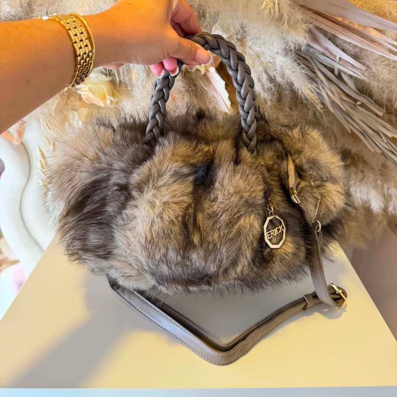 BRAID FLUFFY BAG ER171 - KHAKI