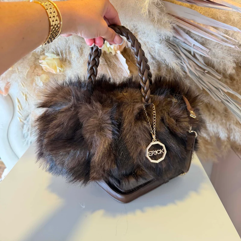 BRAID FLUFFY BAG ER171 - COFFEE