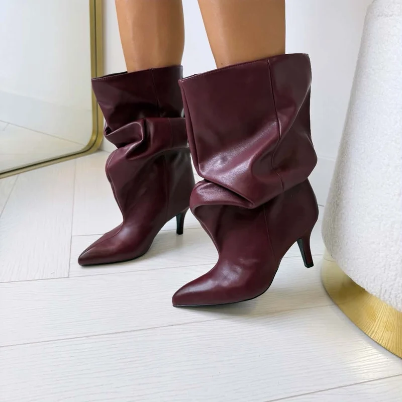 LEATHER LOOK SLOUCH HAK 2810 - RED [WINE]