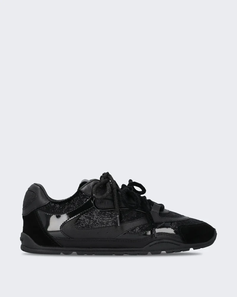 Dames Yulia sneaker van leer en fluweel met Zwart