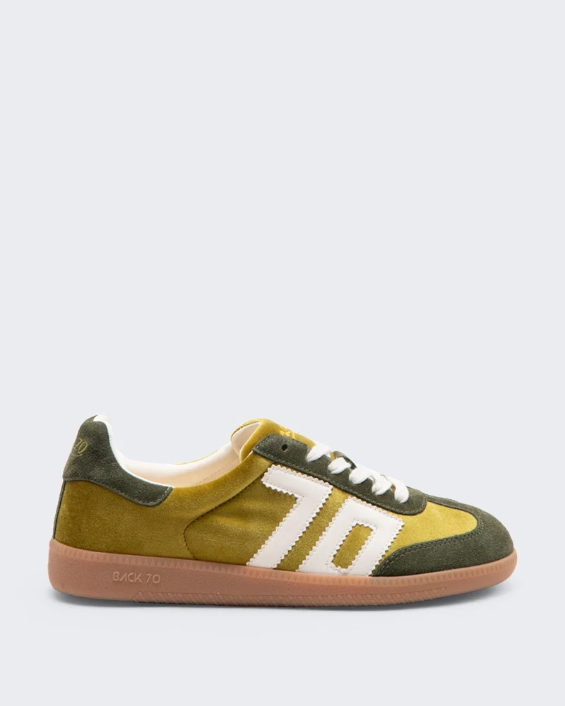 Dames Cloud sneaker velvet ocra Geel