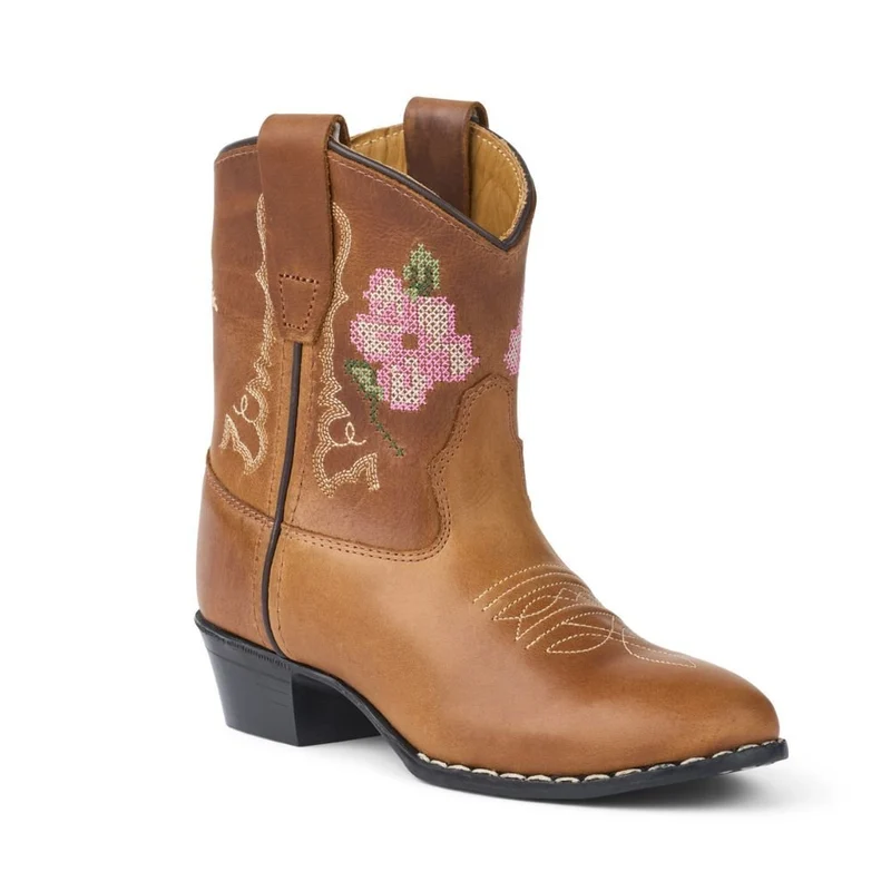 Laarzen cognac flower bruin