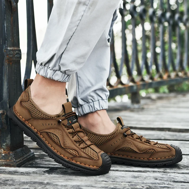 Modieuze, ademende wandelschoenen met dikke zool, bootschoenen