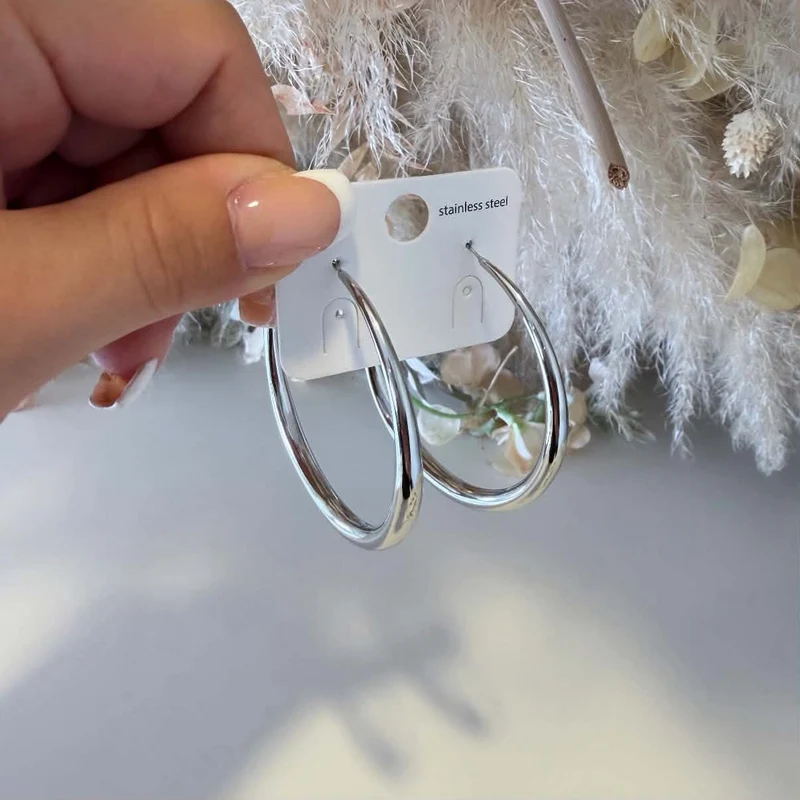 BIG HOOPS EARRING EH1122 - SILVER