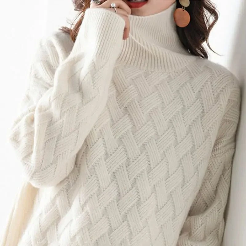 Winterse kasjmier oversized trui met lange mouwen voor dames, maat S-3XL