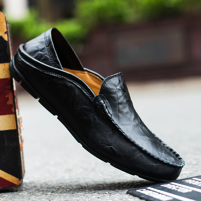 Heren leren casual loafers