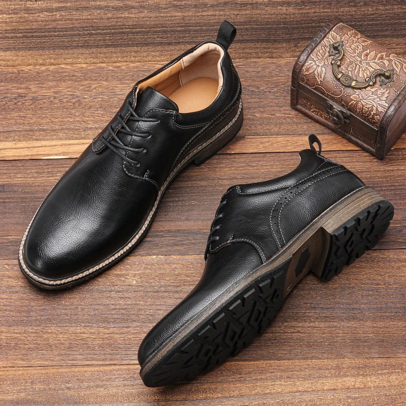 Casual leren schoenen, comfortabele derbyschoenen
