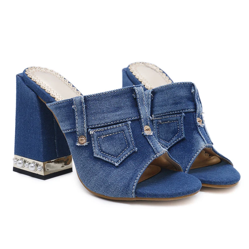 Vrouwen Denim Schoenen Sexy Dames Hoge Hakken