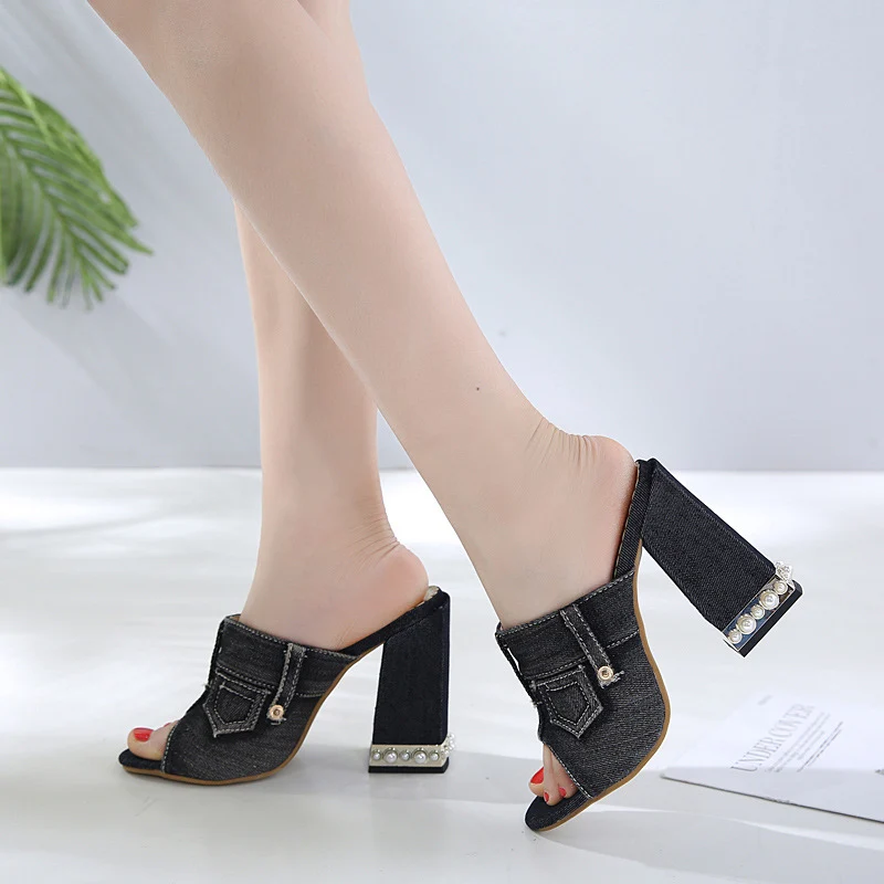 Vrouwen Denim Schoenen Sexy Dames Hoge Hakken