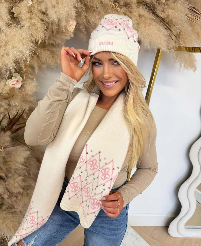 GUESS LILY 4G JACQUEARD BEANIE V6BZ09Z1747 - G012 BEIGE