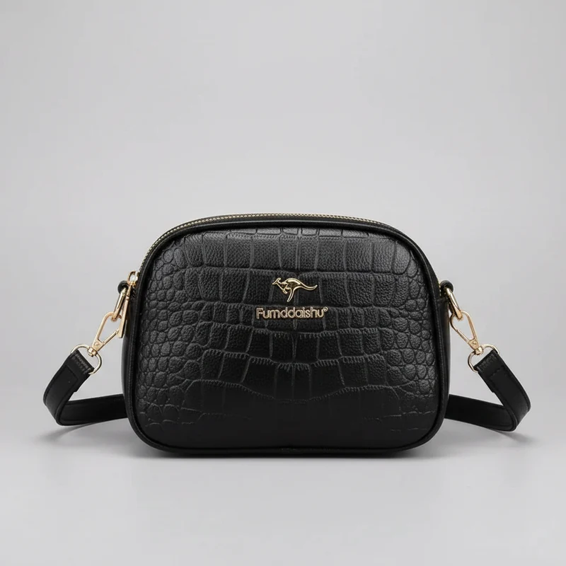 Luxe crossbodytas van krokodillenleer met ritssluiting voor dames