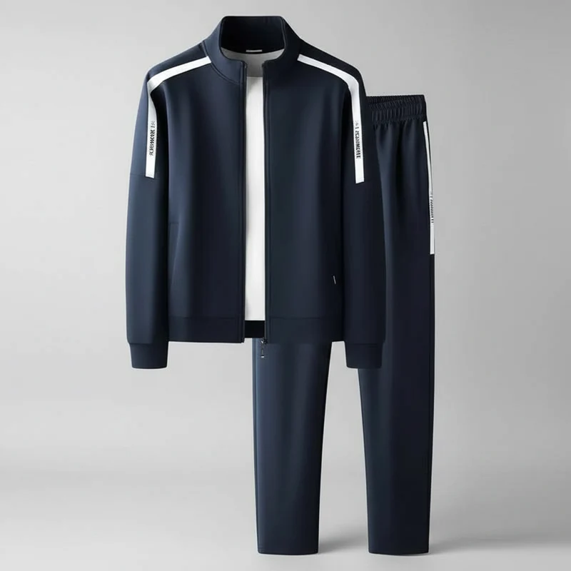 Heren sportpak van katoen – stijlvol sweatshirt met opstaande kraag en casual vestbroek