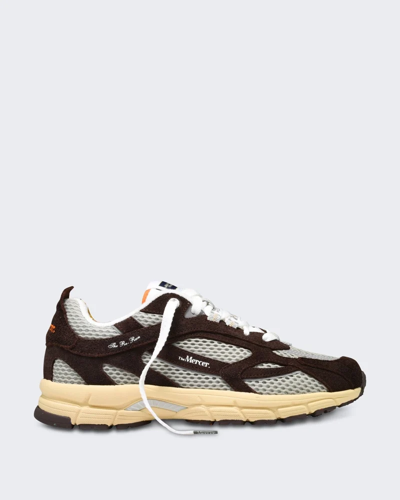 Unisex Leren sneaker met Americana-details Bruin