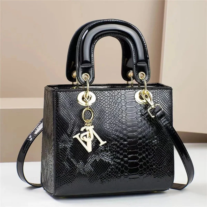 Glanzende leren schoudertas voor dames - Luxe designer crossbody messenger handtas