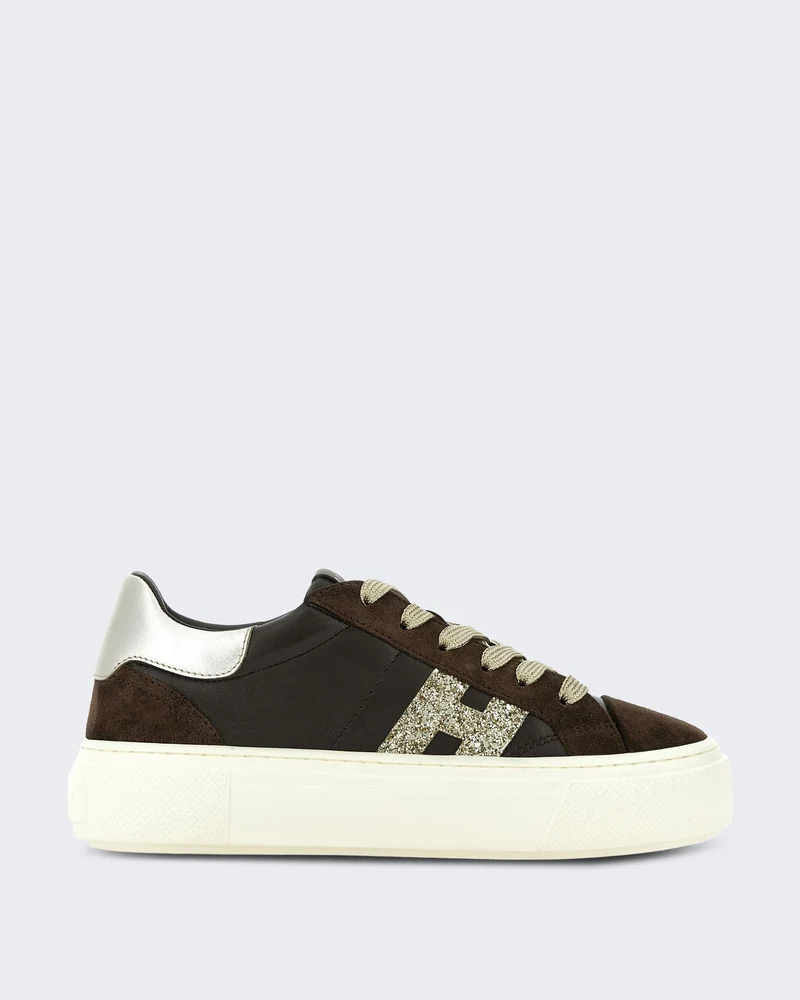 Dames H705 Vetersneaker met H-logo Beige