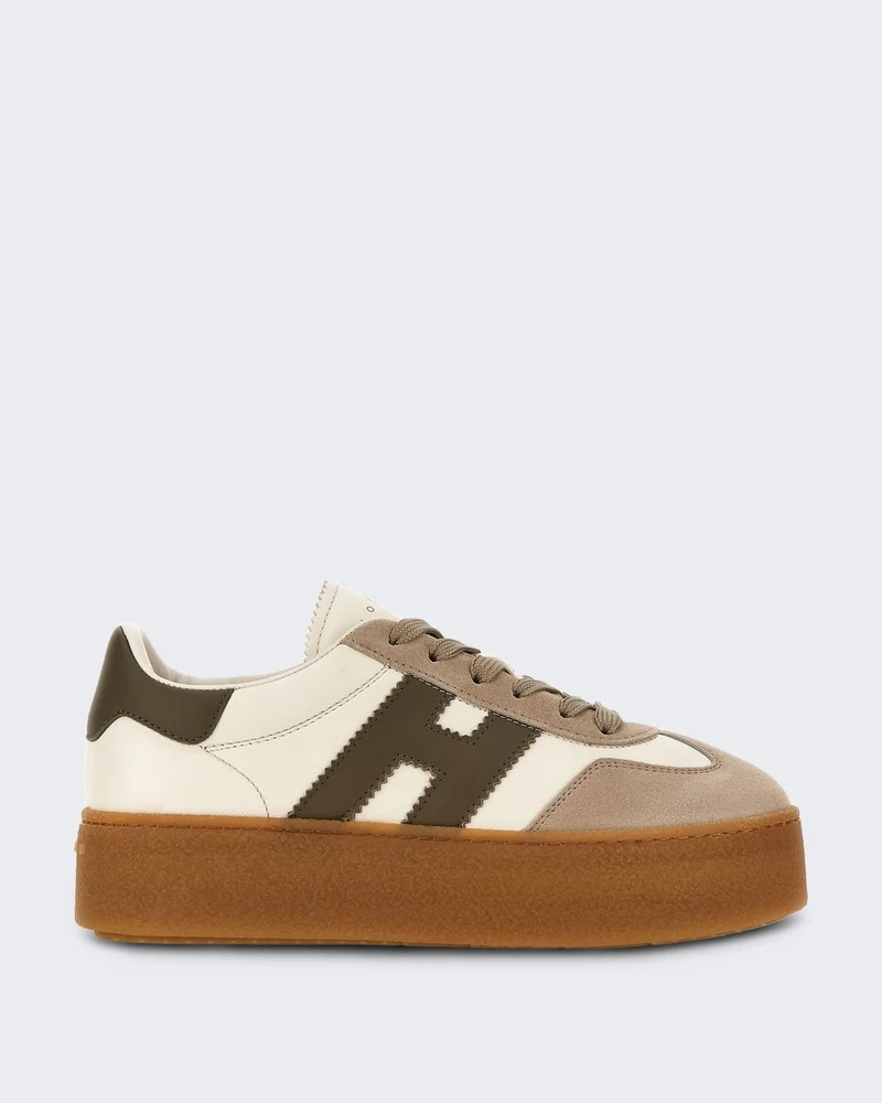 Dames H698 Leren sneaker met vetersluiting Wit