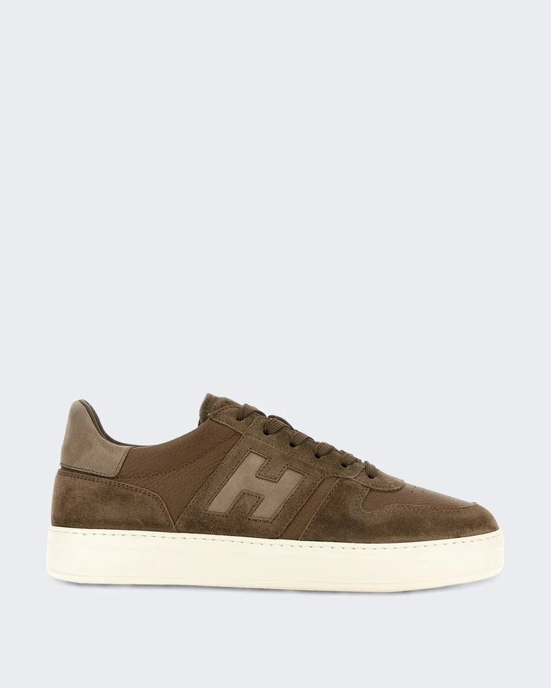 Heren H668 Sneaker met vetersluiting en H-band detail Bruin