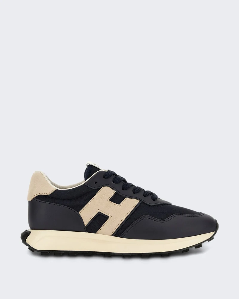 Heren Veterschoenen sneaker met H-patch detail Blauw