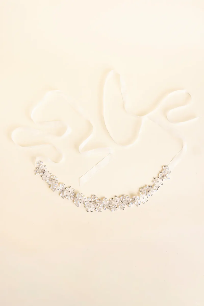 Crystal Floral Rhinestone Sash