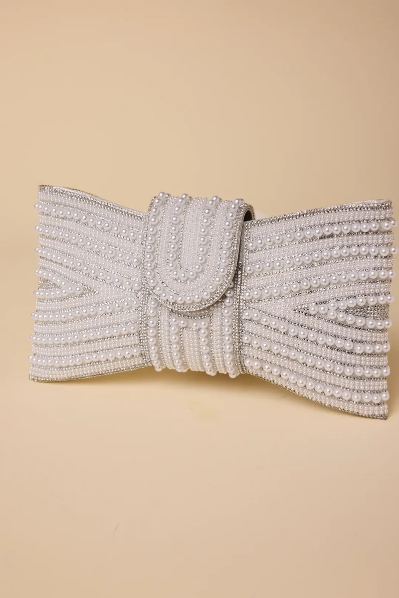 Pearl Bow Structured Clutch