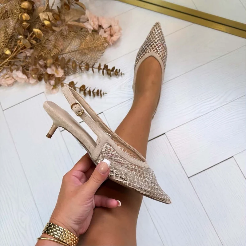 SPARKLY HEEL 9869 - BEIGE
