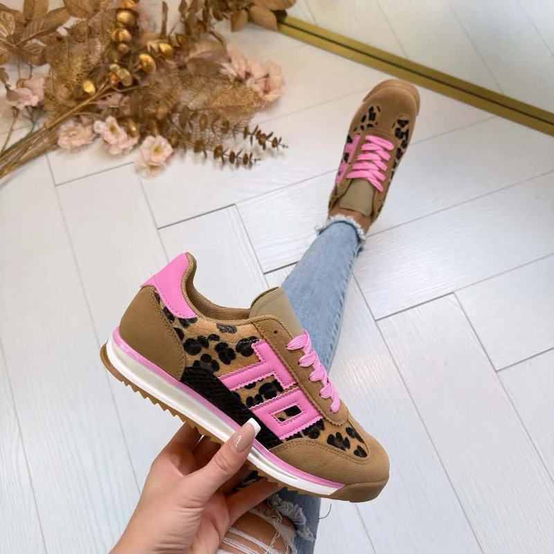 LEOPARD SNEAKER 8-515 - PEACHRED