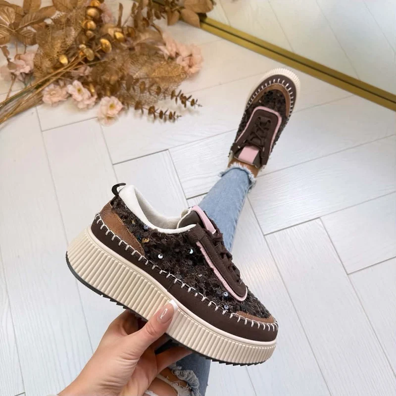 PAILLETTEN SNEAKER 8-522 - BROWN