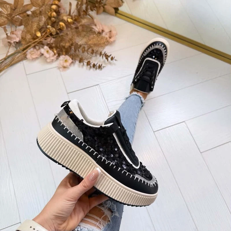 PAILLETTEN SNEAKER 8-522 - BLACK