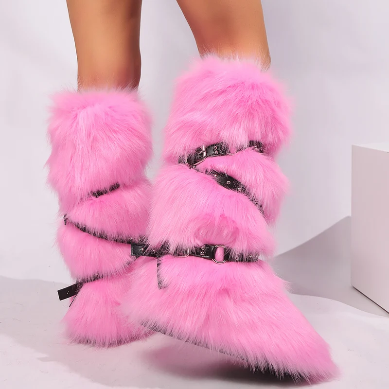 Winterlaarzen Dames Imitatiebont Warme Platform Lange Laarzen