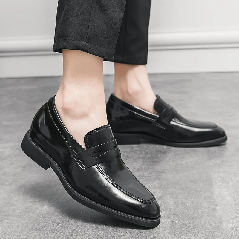 Heren leren schoenen comfortabele 6cm loafers