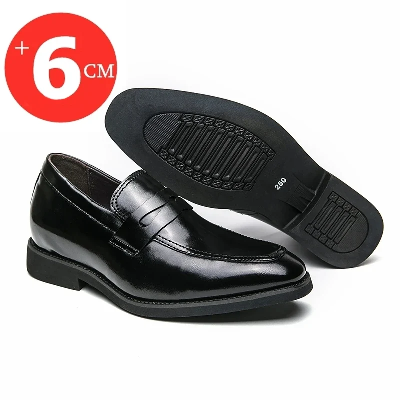 Heren leren schoenen comfortabele 6cm loafers