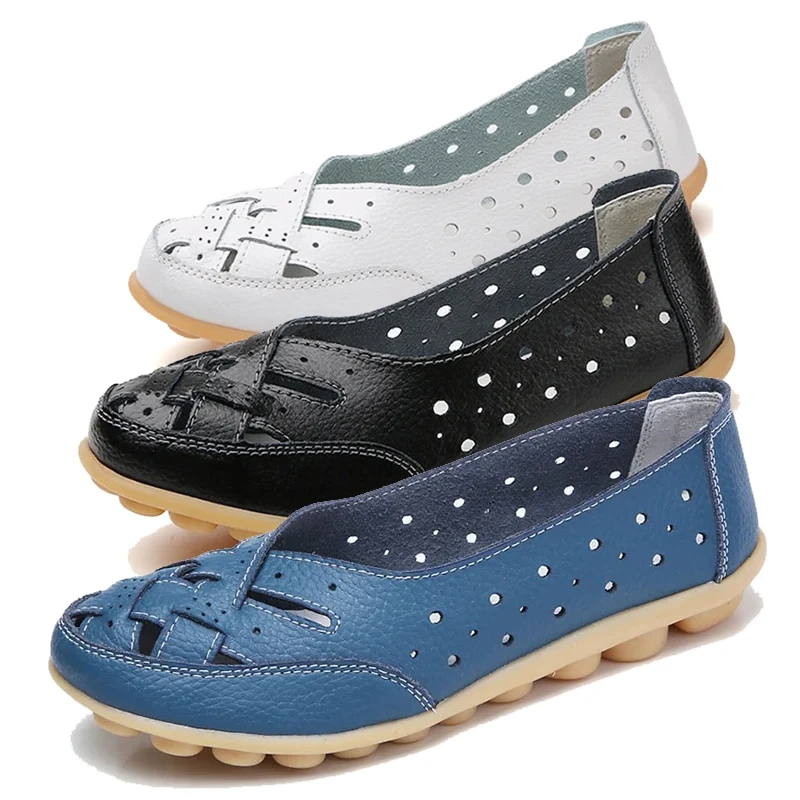 Dames loafers van leer