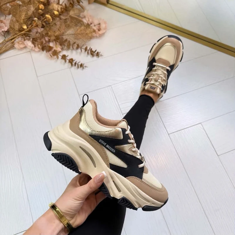 STEVE MADDEN PROGRESSIVE SNEAKER 7822 - KHAKI/BLACK