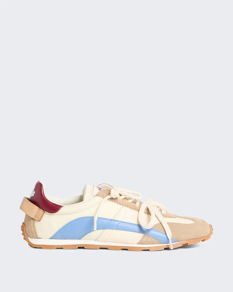 Heren DC-642 sneaker in wit, beige en azuurblauw