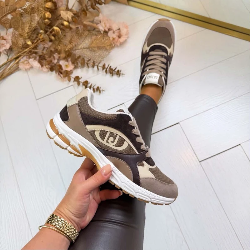 LIU JO TRIXIE 01 SNEAKER CALF LEATHER/MESH BF6063-PX030 - HAVANA/MOKA