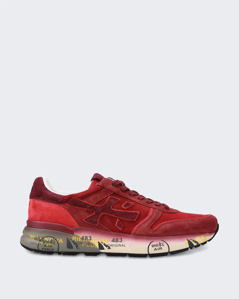 Heren Mick Leren sneaker met vetersluiting Rood