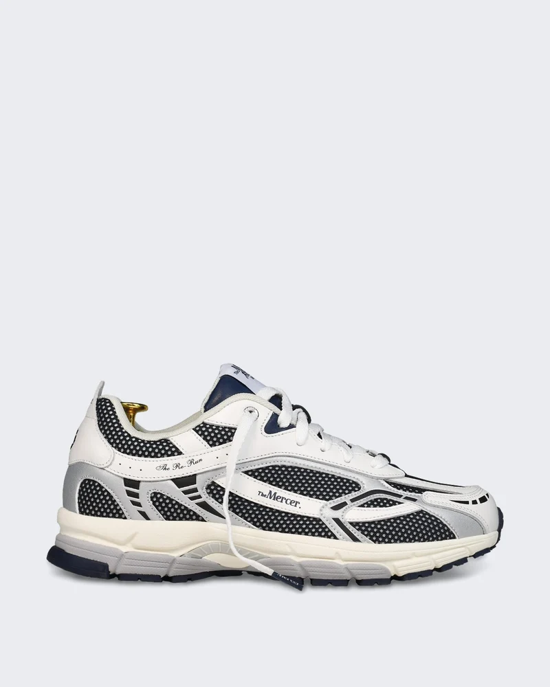 Unisex The Re Run Witte sneaker met zilveren en blauwe details Wit