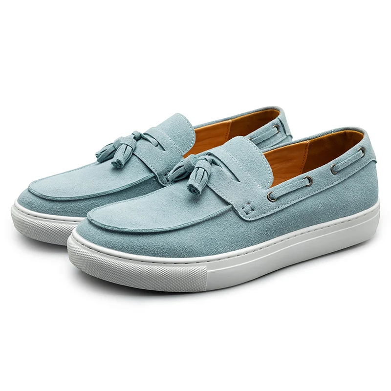 Heren loafers met kwastjes van suède leer, platte schoenen voor een paar